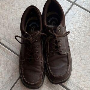 Brown Dr Scholl’s ankle boots , leather upper woman size 10 brown laces